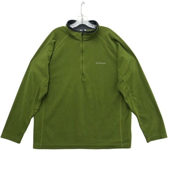 COLUMBIA Fleece 1/4 Zip Sweater Mens XXL Lightweight Green Pullover - Picture 1 of 8